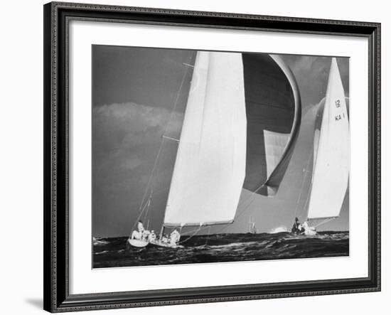 Sailboats Weatherly and Australian Contender Gretel in America's Cup Races-George Silk-Framed Photographic Print