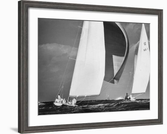 Sailboats Weatherly and Australian Contender Gretel in America's Cup Races-George Silk-Framed Photographic Print