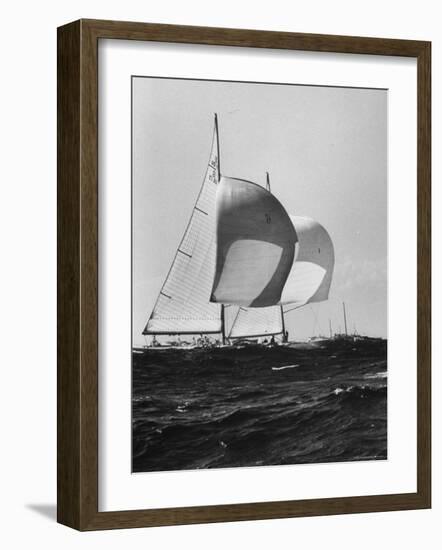 Sailboats Weatherly and Australian Contender Gretel in America's Cup Races-George Silk-Framed Photographic Print