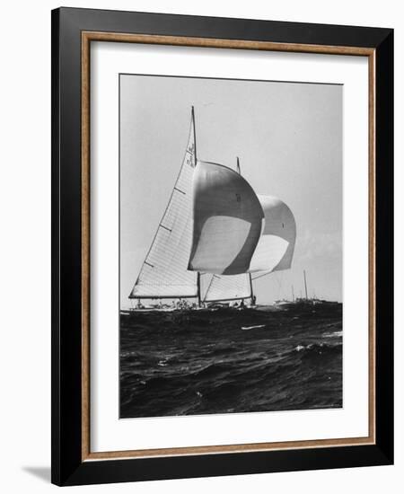 Sailboats Weatherly and Australian Contender Gretel in America's Cup Races-George Silk-Framed Photographic Print