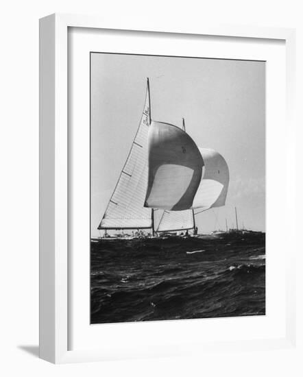 Sailboats Weatherly and Australian Contender Gretel in America's Cup Races-George Silk-Framed Photographic Print