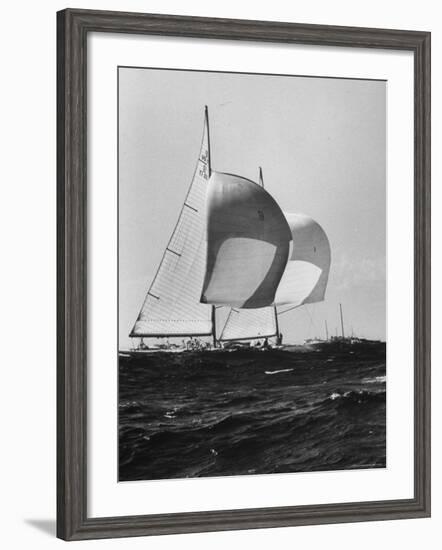 Sailboats Weatherly and Australian Contender Gretel in America's Cup Races-George Silk-Framed Photographic Print