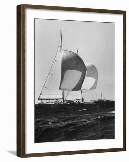 Sailboats Weatherly and Australian Contender Gretel in America's Cup Races-George Silk-Framed Photographic Print