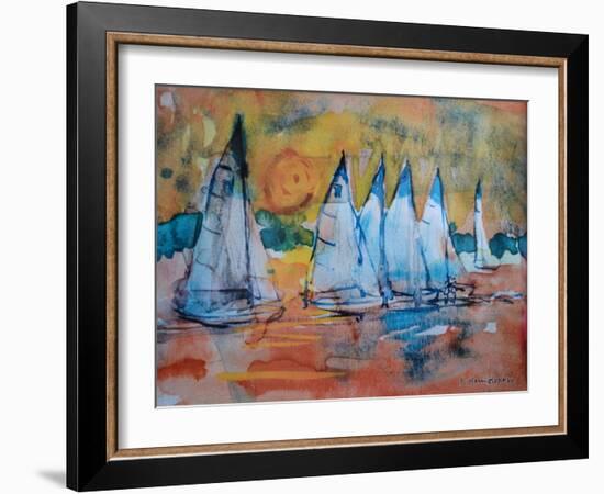 Sailboats with a Pink Sky-Brenda Brin Booker-Framed Giclee Print