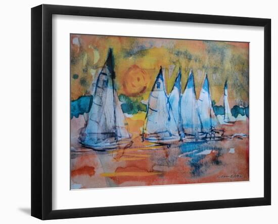 Sailboats with a Pink Sky-Brenda Brin Booker-Framed Giclee Print