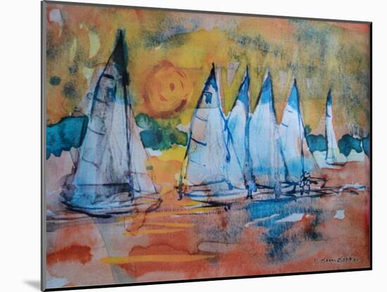 Sailboats with a Pink Sky-Brenda Brin Booker-Mounted Giclee Print