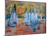 Sailboats with a Pink Sky-Brenda Brin Booker-Mounted Giclee Print