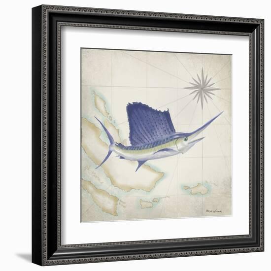 Sailfish Map II-Rick Novak-Framed Art Print