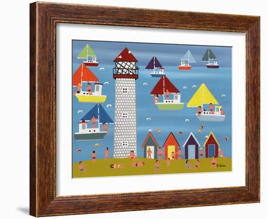 Sailing at Lighthouse Beach-Gordon Barker-Framed Giclee Print