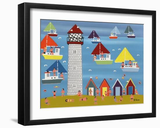 Sailing at Lighthouse Beach-Gordon Barker-Framed Giclee Print