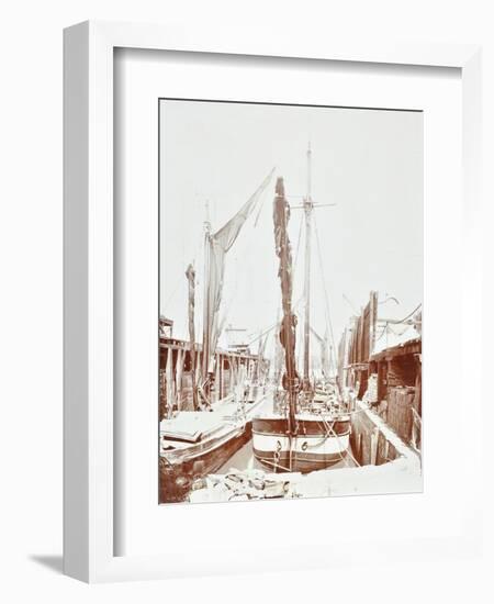 Sailing Barges, Battersea, London, 1906-null-Framed Photographic Print