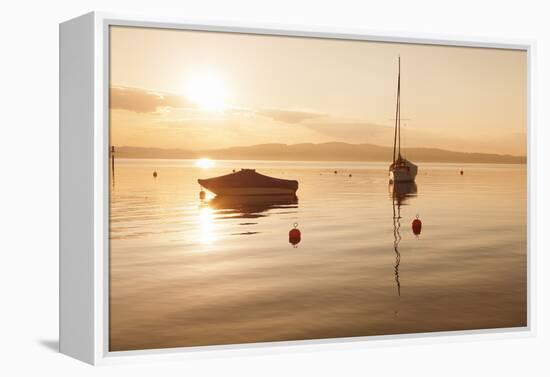 Sailing Boat at Sunset, Lake Constance, Near Konstanz, Baden-Wurttemberg, Germany, Europe-Markus Lange-Framed Premier Image Canvas