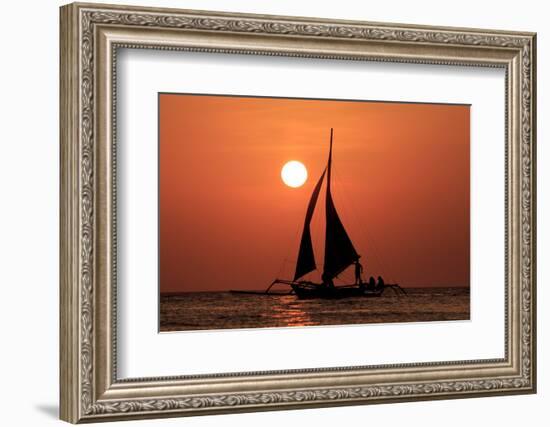 Sailing Boat at Sunset on Sea-Rich Carey-Framed Photographic Print