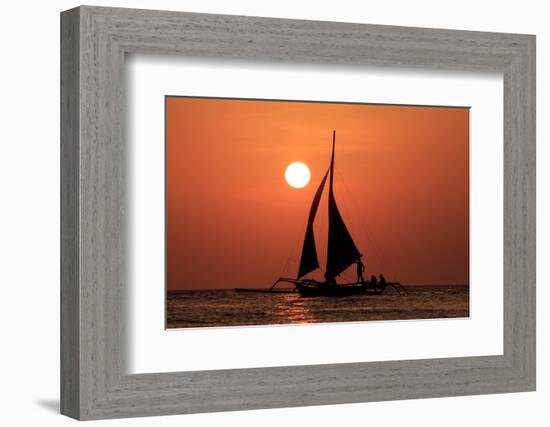 Sailing Boat at Sunset on Sea-Rich Carey-Framed Photographic Print