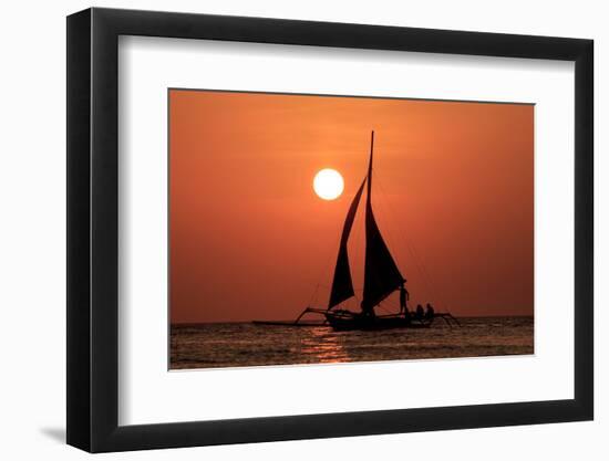Sailing Boat at Sunset on Sea-Rich Carey-Framed Photographic Print