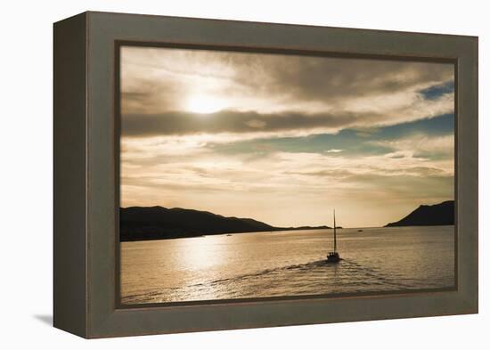 Sailing Boat at Sunset on the Dalmatian Coast, Adriatic, Croatia, Europe-Matthew Williams-Ellis-Framed Premier Image Canvas