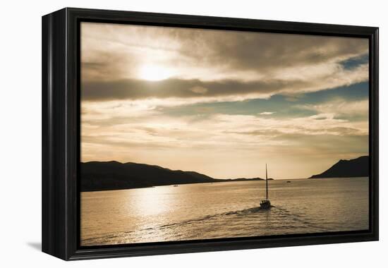 Sailing Boat at Sunset on the Dalmatian Coast, Adriatic, Croatia, Europe-Matthew Williams-Ellis-Framed Premier Image Canvas