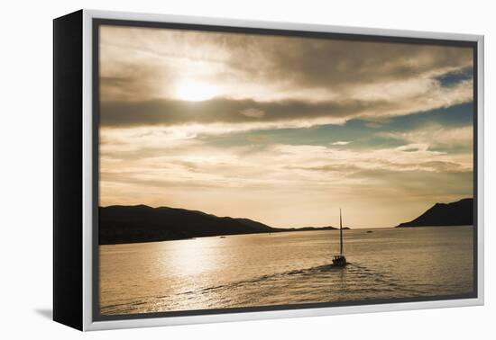 Sailing Boat at Sunset on the Dalmatian Coast, Adriatic, Croatia, Europe-Matthew Williams-Ellis-Framed Premier Image Canvas