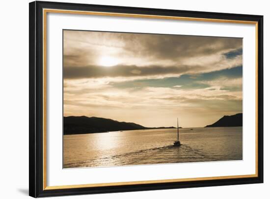 Sailing Boat at Sunset on the Dalmatian Coast, Adriatic, Croatia, Europe-Matthew Williams-Ellis-Framed Photographic Print