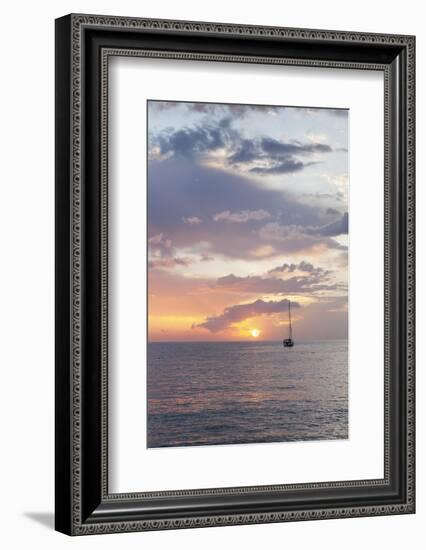 Sailing Boat at Sunset, Playa De Los Cristianos, Los Cristianos, Tenerife, Canary Islands, Spain-Markus Lange-Framed Photographic Print