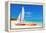 Sailing Boat (Catamaran) and Kayaks at Varadero Beach in Cuba-Kamira-Framed Premier Image Canvas