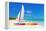 Sailing Boat (Catamaran) and Kayaks at Varadero Beach in Cuba-Kamira-Framed Premier Image Canvas
