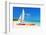 Sailing Boat (Catamaran) and Kayaks at Varadero Beach in Cuba-Kamira-Framed Photographic Print