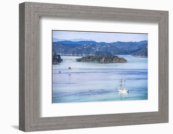 Sailing Boat in the Bay of Islands Seen from Russell, Northland Region, North Island-Matthew Williams-Ellis-Framed Photographic Print