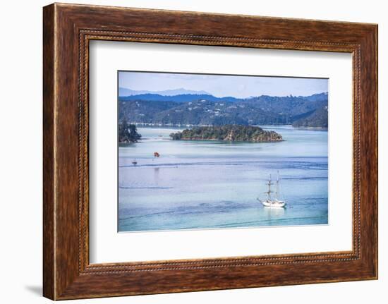 Sailing Boat in the Bay of Islands Seen from Russell, Northland Region, North Island-Matthew Williams-Ellis-Framed Photographic Print