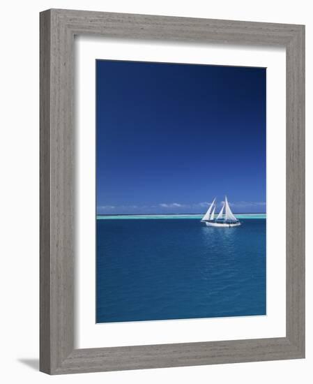 Sailing Boat, Mamanuca, Fiji-Neil Farrin-Framed Photographic Print