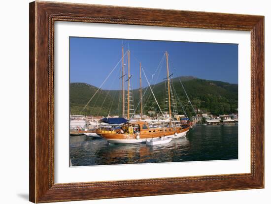 Sailing Boat Off Sami, Kefalonia, Greece-Peter Thompson-Framed Photographic Print