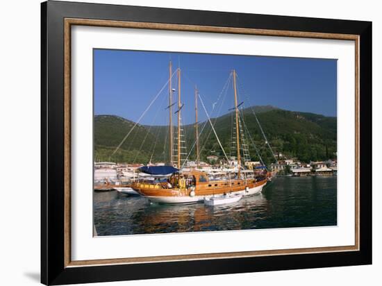 Sailing Boat Off Sami, Kefalonia, Greece-Peter Thompson-Framed Photographic Print