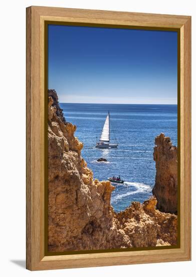 Sailing Boat, Ponta De Piedade, Lagos, Algarve, Portugal-Sabine Lubenow-Framed Premier Image Canvas