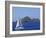 Sailing Boat with the Semaphore Lighthouse Behind, Iles Sanguinaires, Island of Corsica, France-Thouvenin Guy-Framed Photographic Print