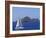 Sailing Boat with the Semaphore Lighthouse Behind, Iles Sanguinaires, Island of Corsica, France-Thouvenin Guy-Framed Photographic Print