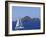 Sailing Boat with the Semaphore Lighthouse Behind, Iles Sanguinaires, Island of Corsica, France-Thouvenin Guy-Framed Photographic Print