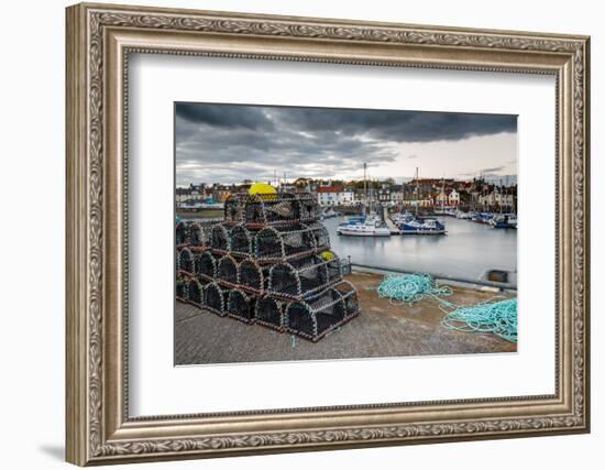 Sailing Boats and Crab Pots at Dusk in the Harbour at Anstruther, Fife, East Neuk-Andrew Sproule-Framed Photographic Print