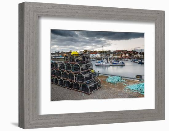 Sailing Boats and Crab Pots at Dusk in the Harbour at Anstruther, Fife, East Neuk-Andrew Sproule-Framed Photographic Print