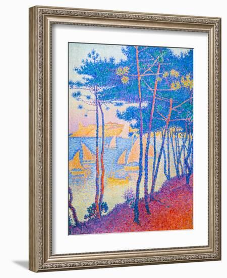 Sailing Boats and Pine Trees, C. 1896 (Oil on Canvas)-Paul Signac-Framed Giclee Print