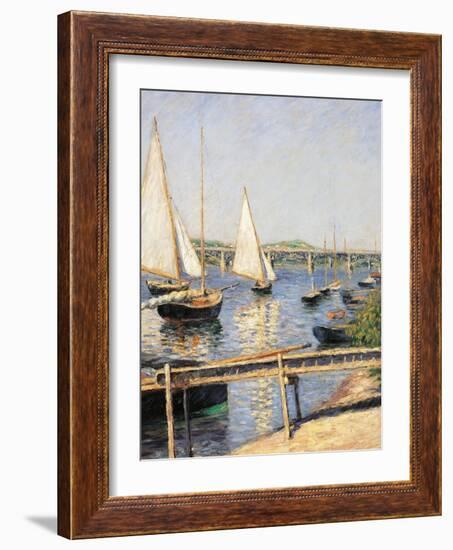 Sailing Boats at Argenteuil-Gustave Caillebotte-Framed Giclee Print