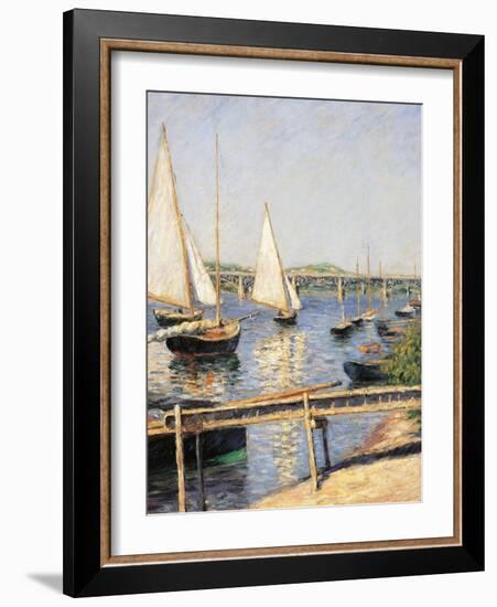 Sailing Boats at Argenteuil-Gustave Caillebotte-Framed Giclee Print