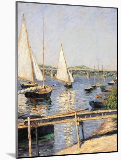 Sailing Boats at Argenteuil-Gustave Caillebotte-Mounted Giclee Print