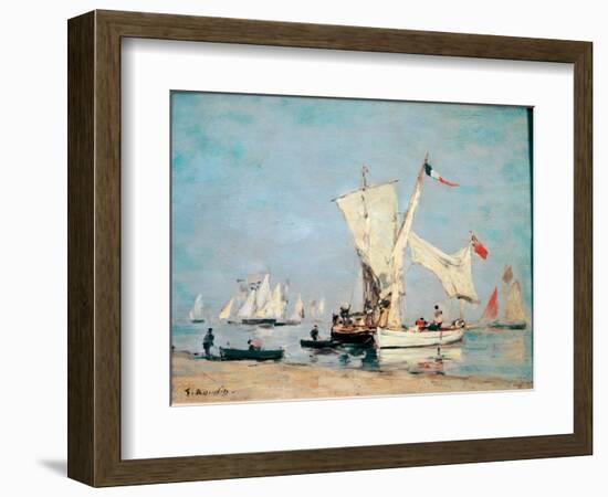 Sailing Boats, C, 1869 (Oil on Wood)-Eugene Louis Boudin-Framed Giclee Print