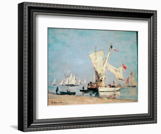 Sailing Boats, C, 1869 (Oil on Wood)-Eugene Louis Boudin-Framed Giclee Print