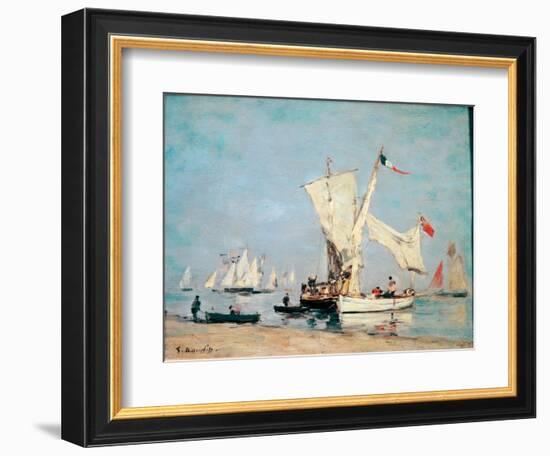 Sailing Boats, C, 1869 (Oil on Wood)-Eugene Louis Boudin-Framed Giclee Print