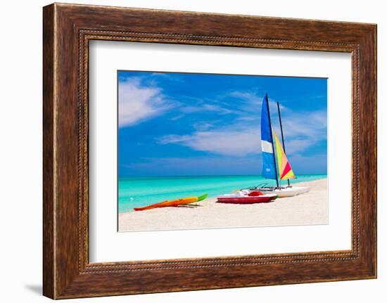 Sailing Boats, Catamarans, Kayaks and Water Bikes in the Beautiful Cuban Beach of Varadero-Kamira-Framed Photographic Print