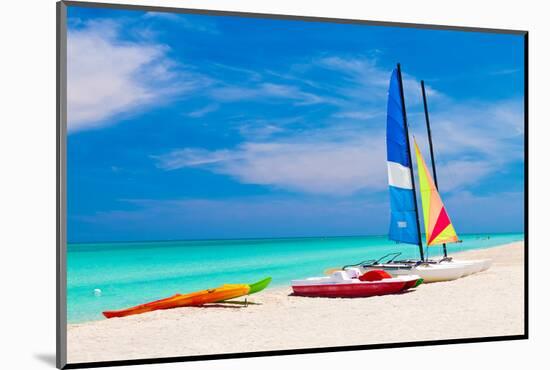 Sailing Boats, Catamarans, Kayaks and Water Bikes in the Beautiful Cuban Beach of Varadero-Kamira-Mounted Photographic Print