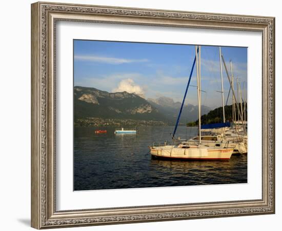 Sailing Boats in Evening Light, Moored on Lake Annecy, Rhone Alpes, France, Europe-Richardson Peter-Framed Photographic Print