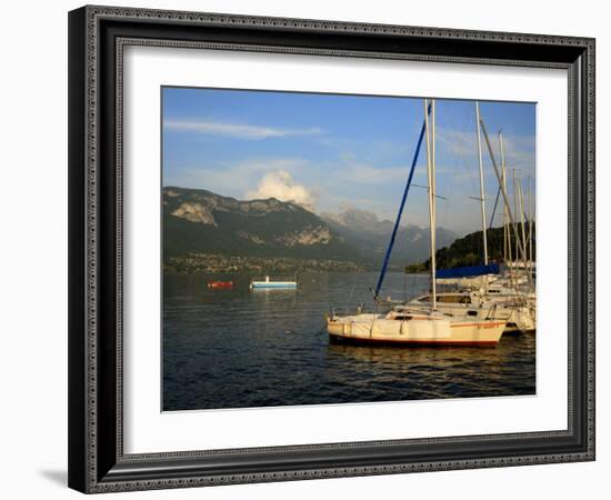 Sailing Boats in Evening Light, Moored on Lake Annecy, Rhone Alpes, France, Europe-Richardson Peter-Framed Photographic Print