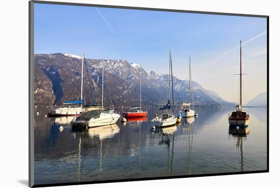 Sailing boats in the harbour at Borgo di Pescallo in Bellagio, Lake Como, Lombardy, Italy-Simon Montgomery-Mounted Photographic Print